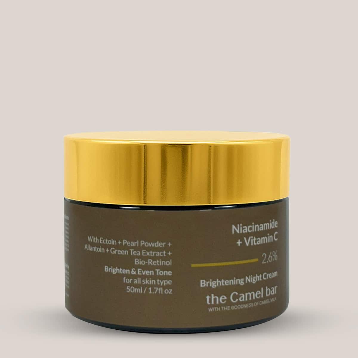 Camel Milk Skin Brightening Night Cream with Niacinamide &amp; Vitamin C -2.6%
