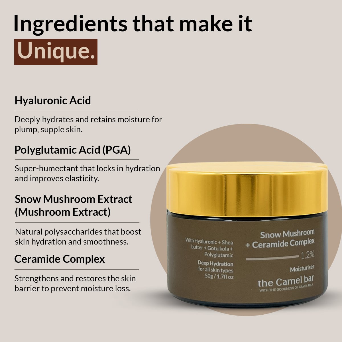 Camel Milk Daily Moisturizer with Snow Mushroom + Ceramide Complex-1.2%