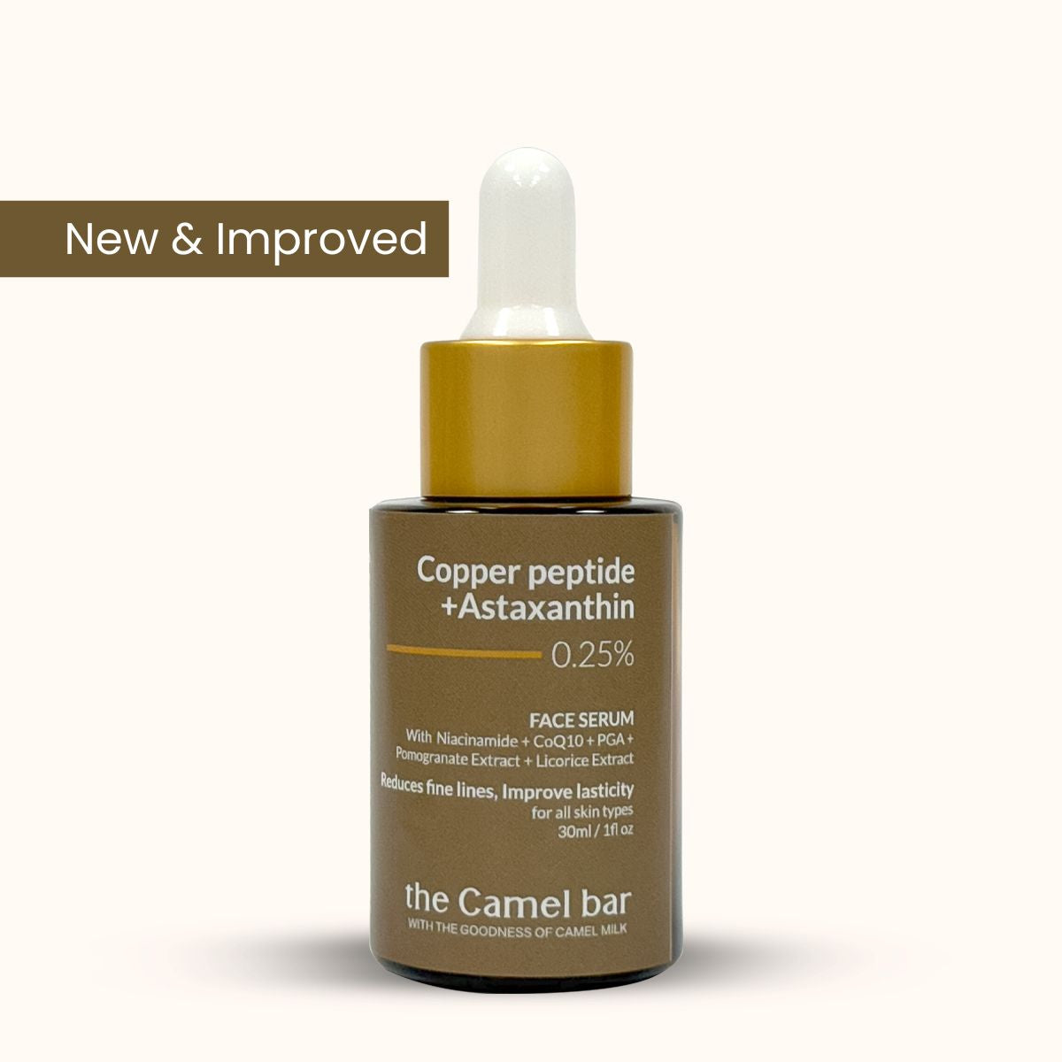 Camel Milk Anti-Ageing Glow Serum with  Copper Peptides 5% + Astaxanthin 0.25%-30ML