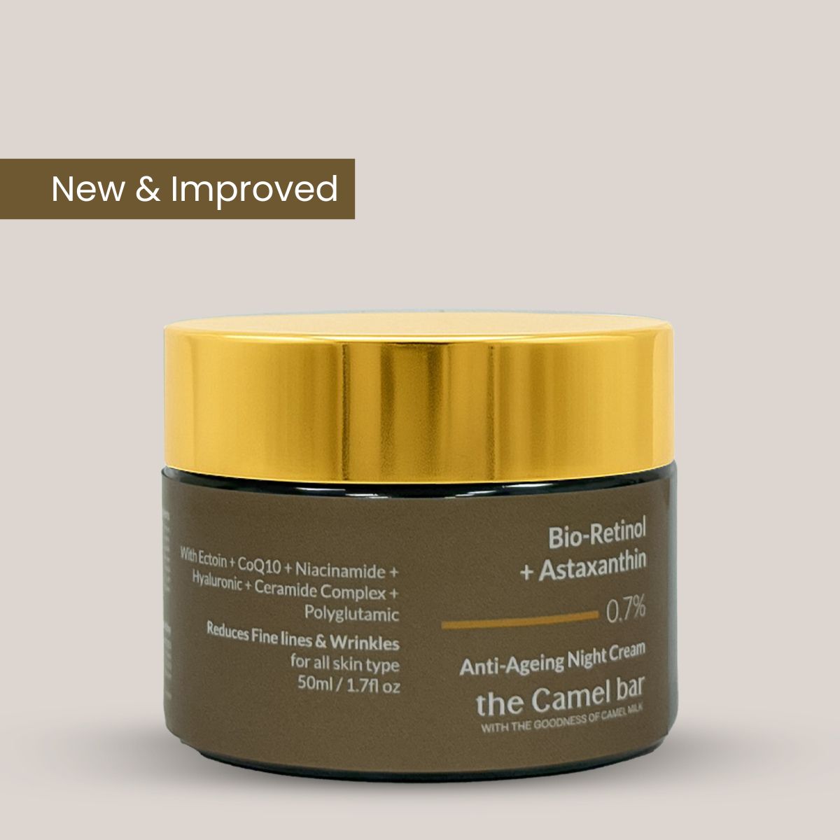 Camel Milk Anti Ageing  Glow Night Cream with Bio-Retinol &amp; Astaxanthin 0.7%-50G